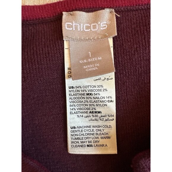 CHICO'S Reversible Cardigan Long Sleeve Sweater Sz 1 Pink Red Maroon Duster - Picture 6 of 9